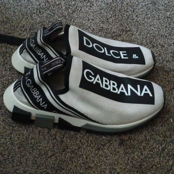 Dolce & Gabbana black & white slip on Sorrento sneakers size 43 Dolce & Gabbana Sorrento Logo Slip On Black Grey White Men main image 3